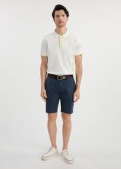 Navy blue men's shorts SZOMT-0029-69(W25) - front view on a model on a white background. The entire silhouette is visible.