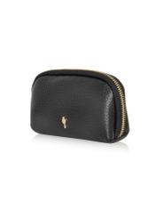 Small black women's leather wallet PORES-0905G-99(Z25) - diagonal product view on white background.