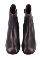 Dark brown leather women's ankle boots BUTYD-1359-1L(Z26), front product view on white background.