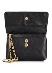 Small black leather wallet with chain PORES-0883-99(Z23)-04