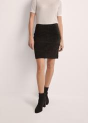 Brown suede skirt SPCDS-0034-2880(Z25), product visible from the front on the model, half of the silhouette visible.