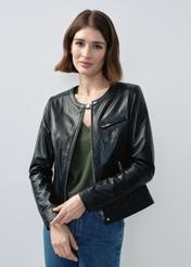 Women's black leather jacket KURDS-0154-1386(W24)-01