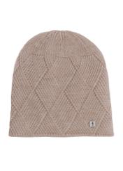Beige women's winter hat CZADT-0193A-1B(Z26) - front product view on a white background.