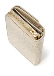 Small leather cream women's croco wallet PORES-0957-12(W25) close-up detail on white background.