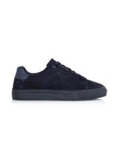 Men's navy blue leather sneakers BUTYM-0457-69(W24)-01