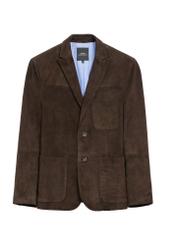 Men's brown suede jacket KURMS-0387-2880(Z25) - front product view on white background.