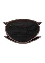 Brown messenger bag with monogram TOREC-0982A-89(Z25) - product view from above on white background.