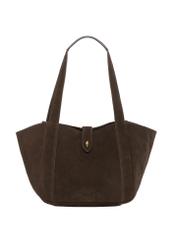 Women's brown suede shopper bag TORES-1422-1I(Z26), front product view on white background.