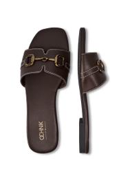 Women's dark brown leather mules BUTYD-1273-1I(W26), top view of the product on a white background.