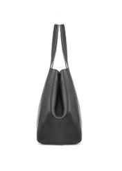 Black leather women's shopper bag TORES-1208-9I(W26), side product view on white background.