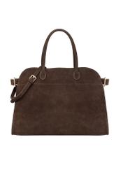 Dark brown leather shopper bag TORES-1412-1H(Z26). Front view on a white background.