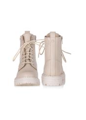 Beige leather women's ankle boots BUTYD-1015A-80(Z24)-04