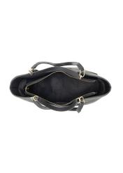 Black imitation leather shopper bag TOREC-0871-99(W24)-05