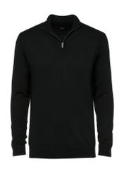 Black men's sweater with a stand-up collar SWEMT-0152-99(Z24)-01