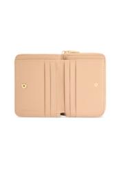 Small beige leather women's wallet PORES-0833R-1B(W26), product view inside on white background.