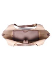 Brown women's shopper bag TOREC-1259-1H(Z26), product view from above on a white background.