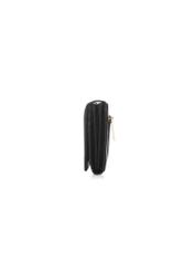 Black croco women's leather wallet PORES-0889B-99(Z25), side product view on white background.