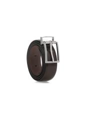 Brown men's leather belt PASMS-0263-1I(W26), diagonal view of the product on a white background.