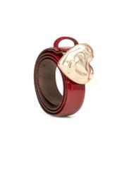 Leather belt with heart-shaped buckle PASDS-0337-4B(W26), diagonal product view on white background.