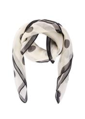 Women's silk scarf with polka dots SZADT-0218-0P(W26) - front product view, on a white background.