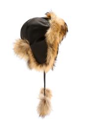 Women's hat with natural raccoon fur CZADF-0048-9J(Z26), product view from the side on a white background.