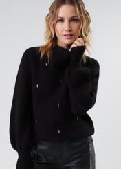 Black women's sweater with pendants SWEDT-0197-99(Z23)-01