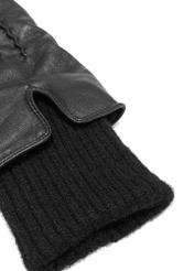 Black leather insulated women's gloves REKDS-0098-99(Z25) - close-up of detail on white background.