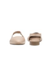 Beige women's ballet flats without a heel BUTYD-1246-1B(W26), front and back product view on a white background.