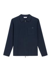 Dark navy blue cotton men's zipper sweater SWEMT-0192-7E(Z26) - front product view, on a white background.