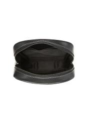 Black leather men's shoulder bag TORMS-0527-99(Z26) - product view from above, on white background.