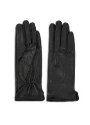 Black women's leather gloves REKDS-0100-99(Z26), product view from the front and back on a white background.