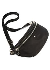 Black medium women's backpack with a waist bag TOREN-0327-99(Z25), view of the detachable waist bag on a white background.