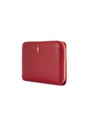 Red medium leather women's wallet PORES-0992-4C(W26), diagonal product view on white background.