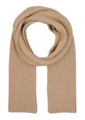 Women's camel scarf with sequins SZADT-0225-1D(Z26), front product view on white background.