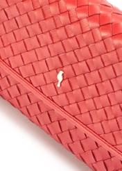 Red small woven leather handbag TORES-1108-42(W25)-06