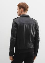 Men's leather jacket with collar KURMS-0290-1281(W23)-03