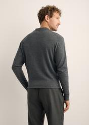 Men's graphite-gray wool sweater SWEMT-0197-9D(Z26). Back view of the product on a model. Half-body view.