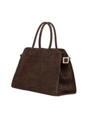 Dark brown leather shopper bag TORES-1412-1H(Z26). Side view, diagonal, on a white background.