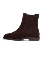 Dark brown suede women's Chelsea boots BUTYD-1279-1I(Z26), side view of the product on a white background.