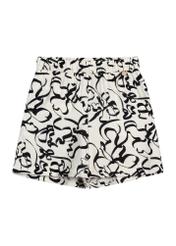 Cream women's shorts with pattern SZODT-0020-1P(W26), front product view on white background.