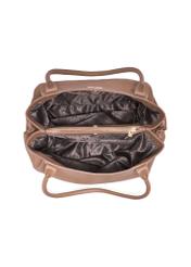 Dark beige leather shopper bag TORES-1360-1K(Z26) - product view from above, on a white background.