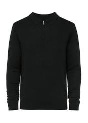 Black men's sweater with collar SWEMT-0151-99(Z24)-01