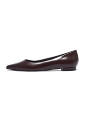 Women's leather burgundy ballet flats BUTYD-1308-4E(Z26), side view of the product on a white background.