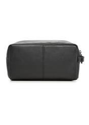 Black leather men's cosmetic bag TORMS-0528-99(Z26) - product view from the back, on a white background.