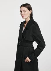 Long black women's coat-style jacket KURDT-0512-99(W25)-05