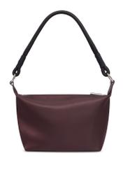 Dark brown fabric women's handbag TOREN-0355-1I(Z26), product view from the back on a white background.