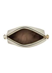 Beige semicircular messenger bag with monogram TOREC-1025-81(W25)-05