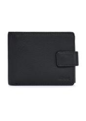 Black men's wallet made of genuine leather PORMS-0631A-9I(W26), front product view on white background.