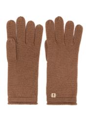 Women's cashmere caramel gloves REKDT-0020-24(Z25), front product view on white background.