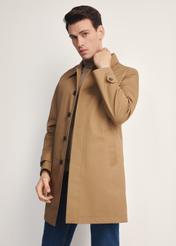 Men's jacket in light brown color KURMT-0397-89(Z25), product visible from the front on the model, half of the silhouette visible.
